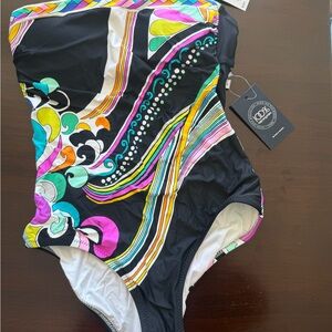 NWT Trina Turk Colorful Swirl One Piece Swimsuit Sz 6